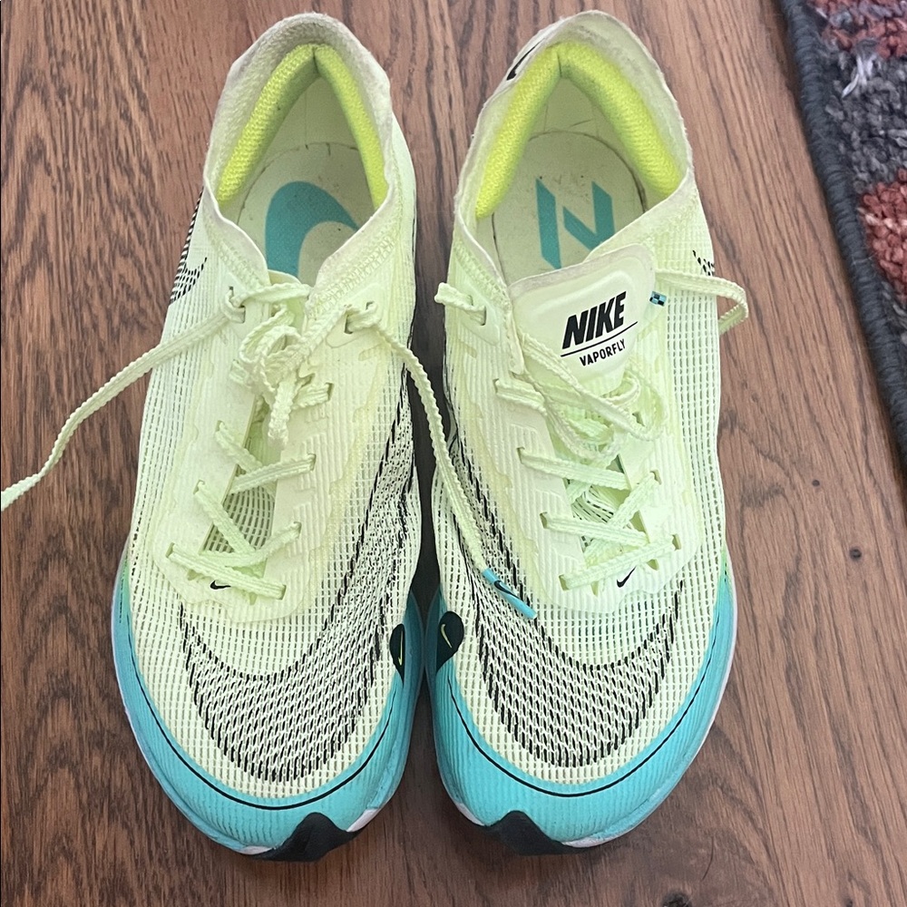 Nike Women's VaporFly Athletic Shoes - Lime and Aqua